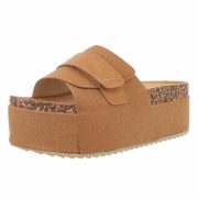Papuci fashion cu platforma groasa - bej dama