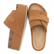 Papuci fashion cu platforma groasa - bej dama