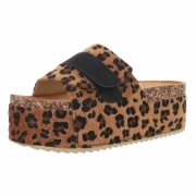 Papuci fashion cu platforma groasa - imprimeu leopard dama