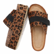 Papuci fashion cu platforma groasa - imprimeu leopard dama