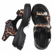 Sandale cu talpa groasa - imprimeu leopard dama
