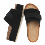 Papuci fashion cu platforma groasa - negru dama