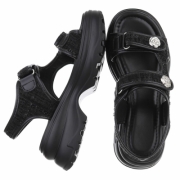 Sandale casual cu platforma - negru dama