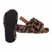 Papuci cu blana - imprimeu leopard dama