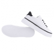 Pantofi casual cu siret - alb negru dama