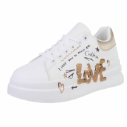 Sneakers fashion cu imprimeu - auriu dama