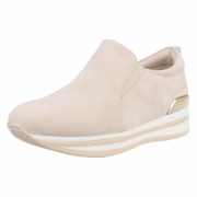 Sneakers fara siret cu talpa groasa - bej dama