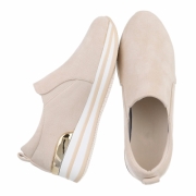 Sneakers fara siret cu talpa groasa - bej dama