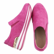 Sneakers fara siret cu talpa groasa - roz dama