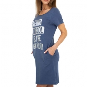 Rochie tricou cu imprimeu - albastru dama