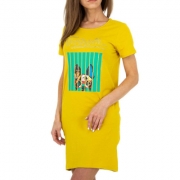 Rochie tricou cu imprimeu - galben dama