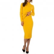 Fusta midi tricot - galben dama