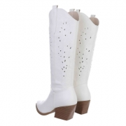 Ciocate western cu toc gros - & Cizme Biker - alb dama