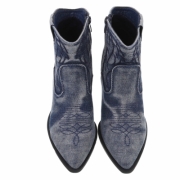 Cizme western cu toc gros - & Cizme Biker - albastru dama