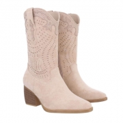 Ciocate tip western cu toc gros - & Cizme Biker - beigesuede dama