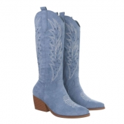 Ciocate western cu toc gros - & Cizme Biker - bluesuede dama