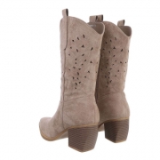 Ciocate western cu toc gros - & Cizme Biker - khakisuede dama