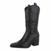 Ciocate tip western cu toc gros - & Cizme Biker - negru dama