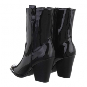 Ciocate cu toc gros - & Cizme Biker - oglinda negru dama