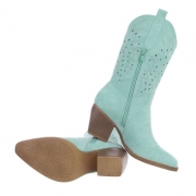 Ciocate western cu toc gros - & Cizme Biker - turquoisesuede dama