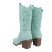 Ciocate western cu toc gros - & Cizme Biker - turquoisesuede dama