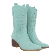Ciocate western cu toc gros - & Cizme Biker - turquoisesuede dama