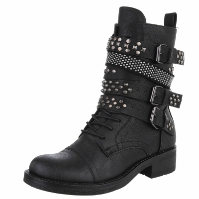 SchnA?rstiefeletten - negru dama