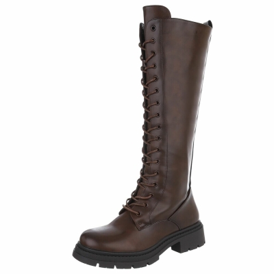 SchnA?rstiefel - brownpu dama