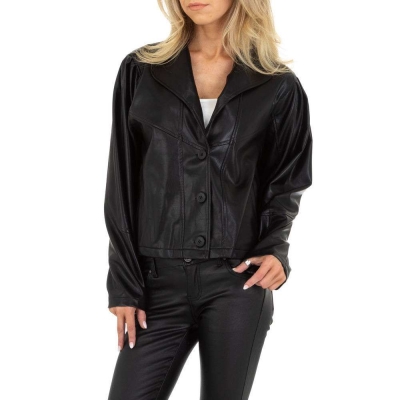 Geaca biker piele ecologica - JCL   negru dama