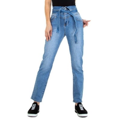 Blugi talie inalta Colorful Premium - albastru dama