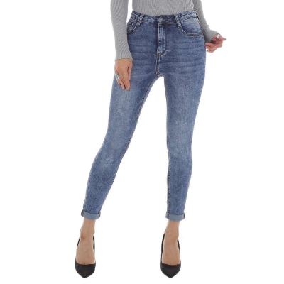 Blugi skinny talie inalta - albastru dama