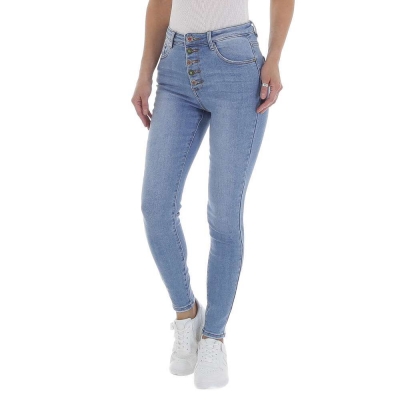 Blugi skinny talie inalta - albastru dama