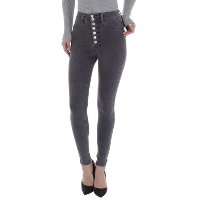 Blugi skinny talie inalta - gri dama