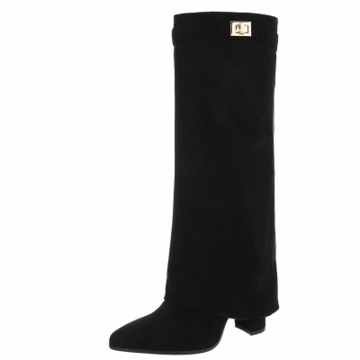 Cizme cu toc inalt - blacksuede dama