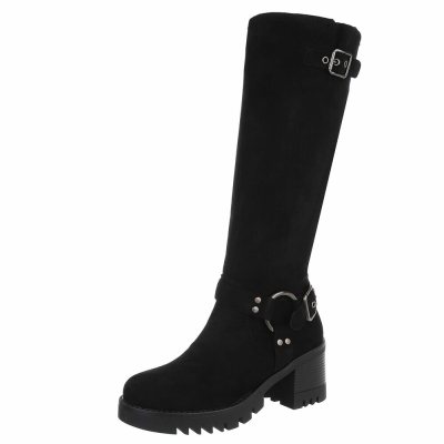 Cizme cu toc inalt - blacksuede dama