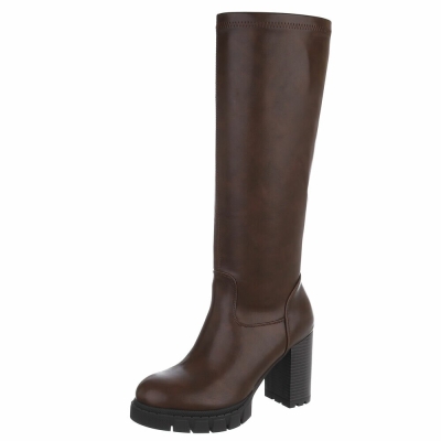 Cizme cu toc inalt - brownpu dama