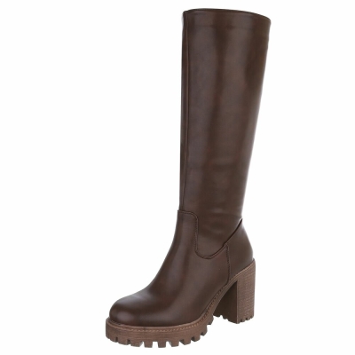 Cizme cu toc inalt - brownpu dama