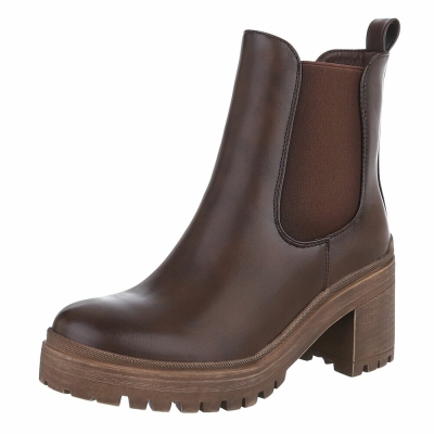 Cizme cu toc inalt - brownpu dama