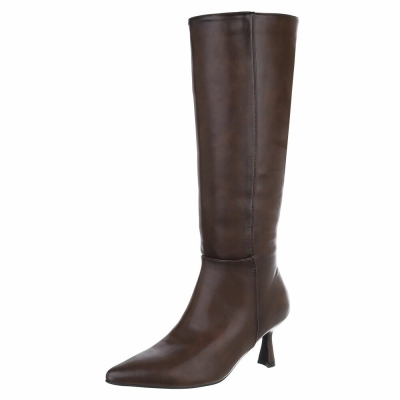 Cizme cu toc inalt - brownpu dama