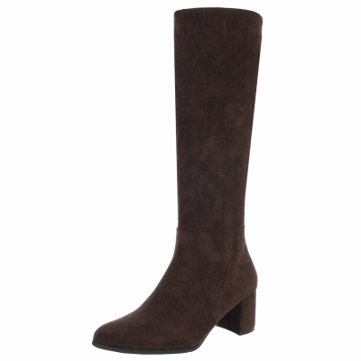 Cizme cu toc inalt - brownsuede dama