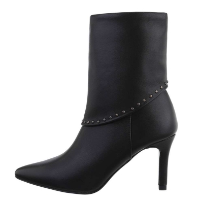 Botine toc subtire inalt - negru dama