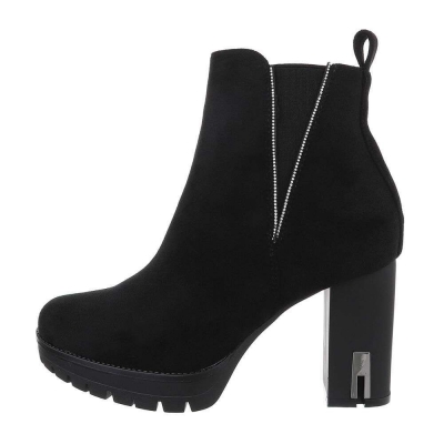 Botine cu toc gros - negru dama