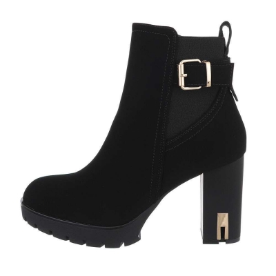 Botine cu toc gros - negru dama