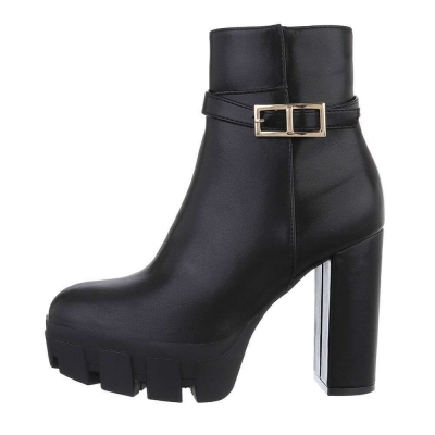 Botine cu toc gros inalt - negru dama