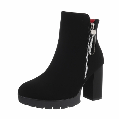Botine cu toc gros - negru dama