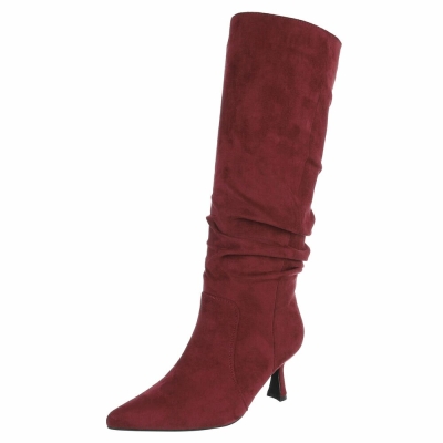 Cizme cu toc inalt - winesuede dama