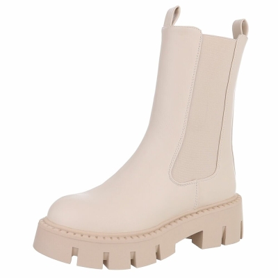 Ghete casual Chelsea - beigepu dama