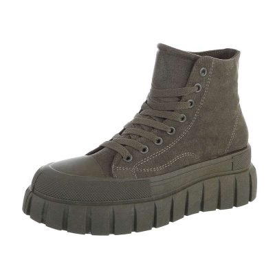 Ghete cu platforma si siret - verde military dama
