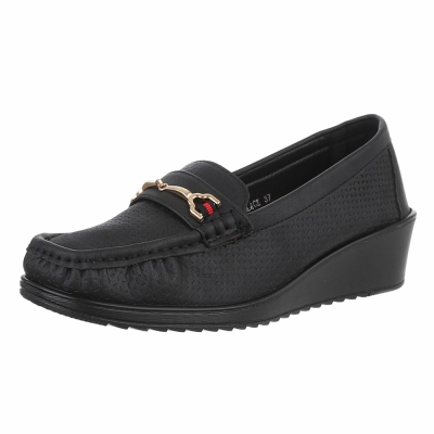 Mocasini office cu platforma - negru dama