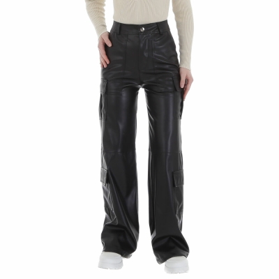 Pantaloni piele ecologica - Emma & Ashley   negru dama
